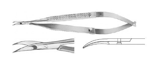 МІКРО-НОЖИЦІ ПЛОСК. РУЧК. /ПЕРЕХРЕС. ЗЄДН. ВИГНУТ. 120MM